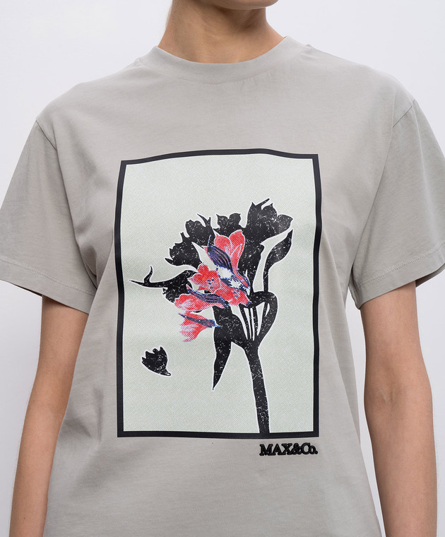 Max & Co Серая футболка Gnuno с принтом MCOOGNUNO изображение 5