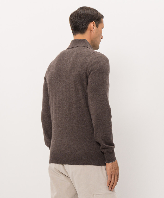 Brunello Cucinelli Коричневе поло з кашеміру M2200295 зображення 4