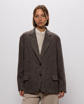 Brunello Cucinelli Коричневый жакет с шерстью в узор MG5667205