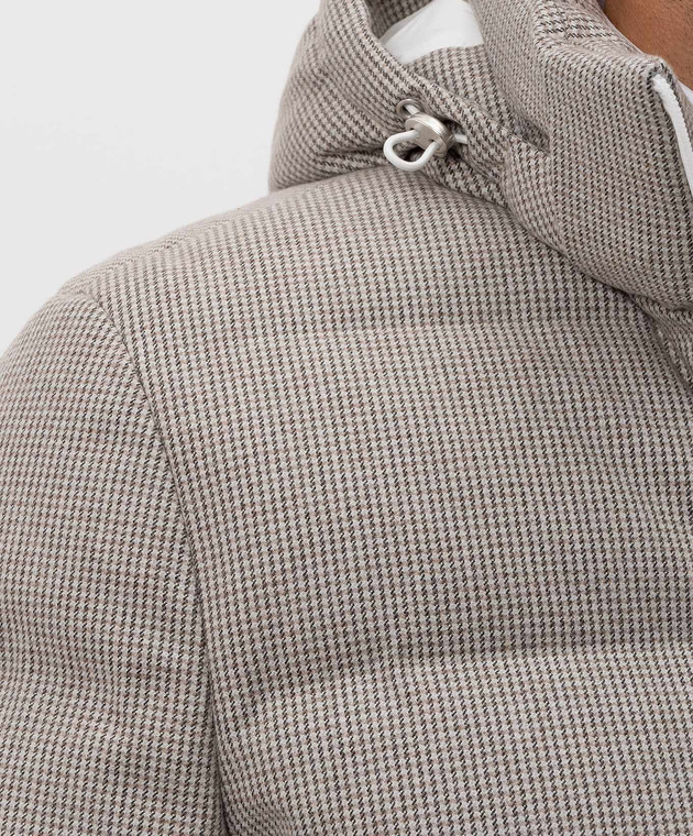 Brunello Cucinelli Серый пуховик с кашемиром и шелком в узор MM4261826 изображение 5