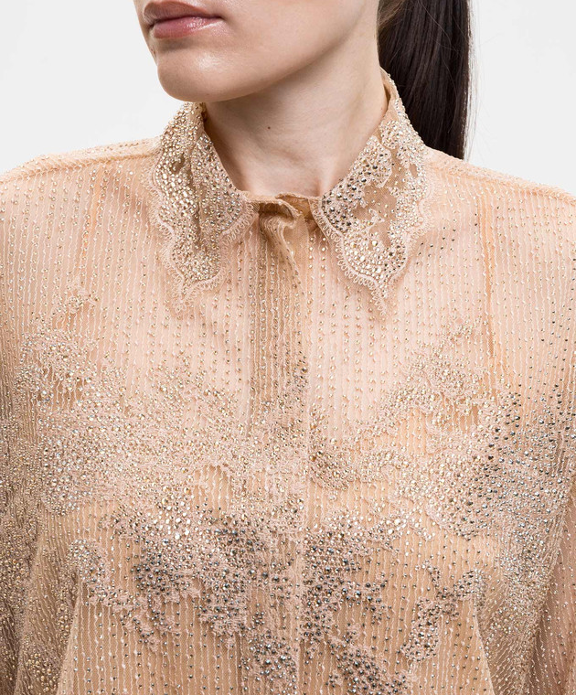 Ermanno Scervino Бежева блуза з кристалами D482K726CSCTUJP зображення 5