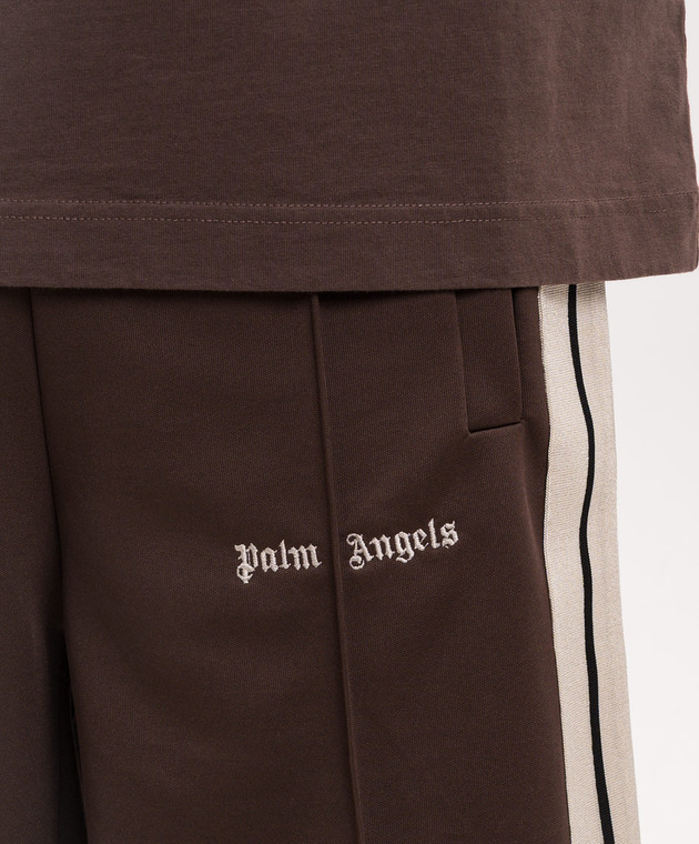 Palm Angels Коричневые шорты с вышивкой логотипа PMCL009S26FAB001 изображение 5
