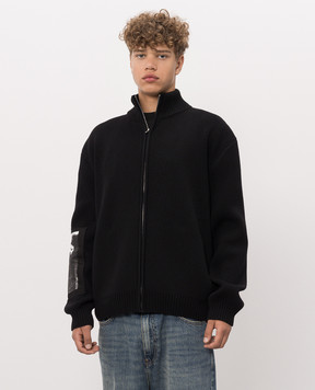 Balenciaga Чорний кардиган з брендовими нашивками 876816T1792