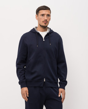 Brunello Cucinelli Синяя спортивная куртка с капюшоном MM8319069G