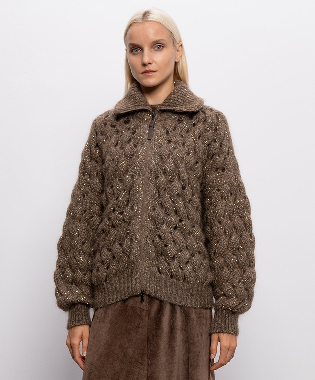 Brunello Cucinelli Коричневый кардиган с шерстью MNT347516 изображение 3