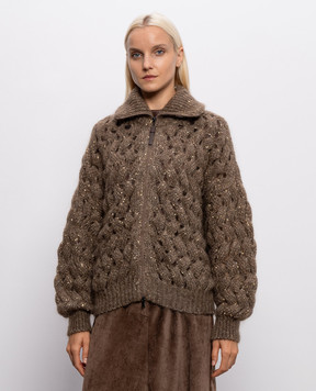 Brunello Cucinelli Коричневый кардиган с шерстью MNT347516