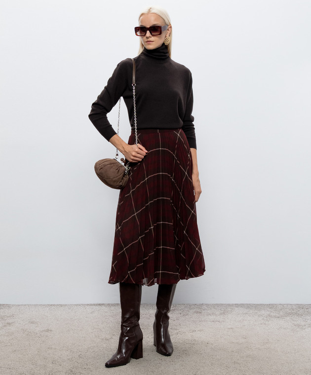 Max Mara Бордовая юбка STPAGANO в клетку MSTPAGANO изображение 2