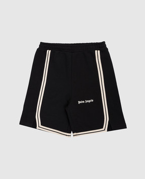 Palm Angels Дитячі чорні шорти з принтом логотипа PBCI007S26FLE001