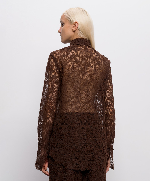 Ermanno Scervino Коричневая блуза из кружева D492K389APEXQ изображение 4