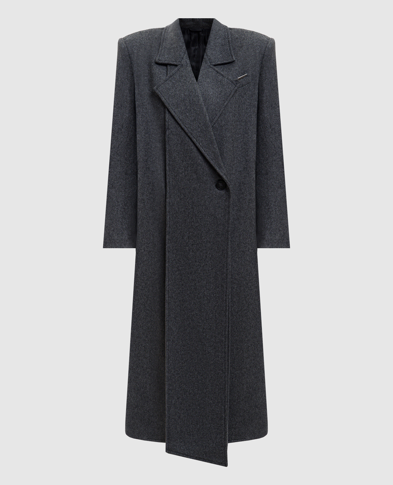 

Серое двубортное пальто с шерстью, Серый, Пальто