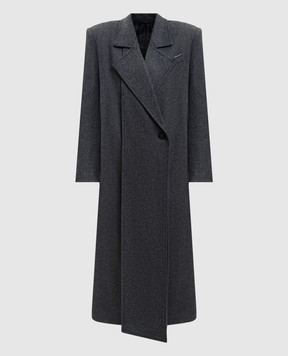 The Attico Сіре двобортне пальто з вовною 260WCC00087WWP001AA