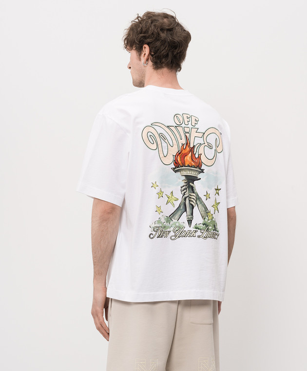 Off-White Біла футболка Show NYL з принтом та вишивкою 44MAA120Z26J004 зображення 4