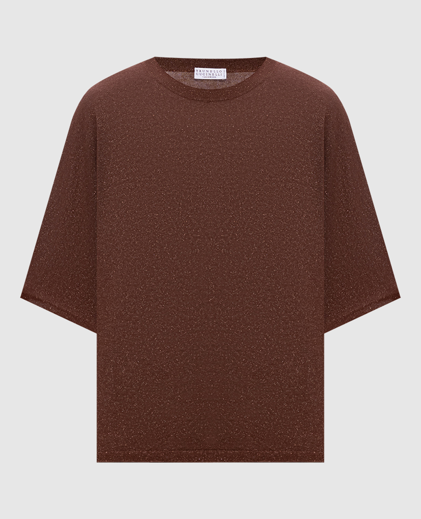 Коричневая футболка с кашемиром и шелком с люрексом