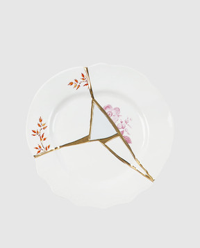 SELETTI Біла порцелянова десертна тарілка Kintsugi 09601