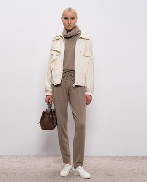 Yves Salomon Army Бежева куртка зі шкіряними вставками 26EFV01257L04W