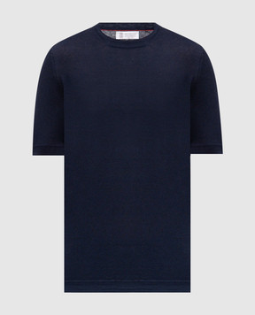 Brunello Cucinelli Синяя футболка с леном M2L00340