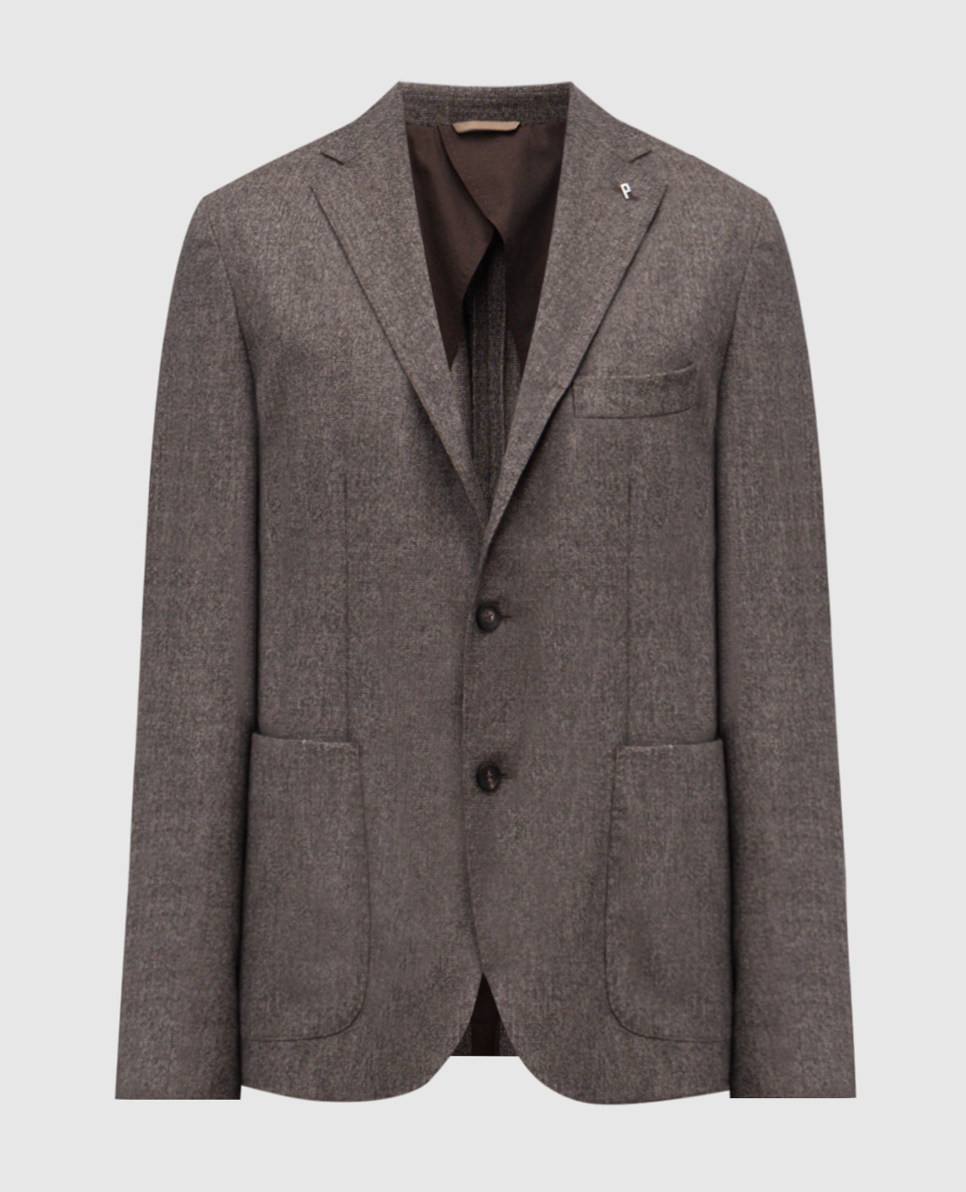 Коричневый пиджак из шерсти в узор