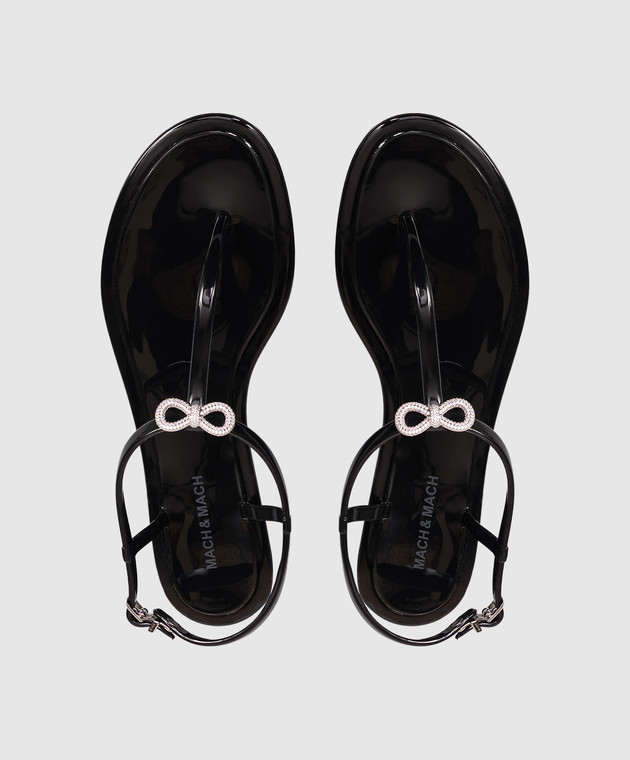 Mach&Mach Черные сандалии с бантом с кристаллами S114205GUM изображение 4