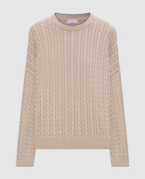 Brunello Cucinelli Бежевый джемпер в узор с люрексом MAZ226110P