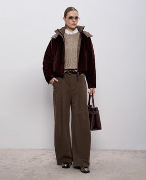 Brunello Cucinelli Бордова вельветова пухова куртка MA1807834