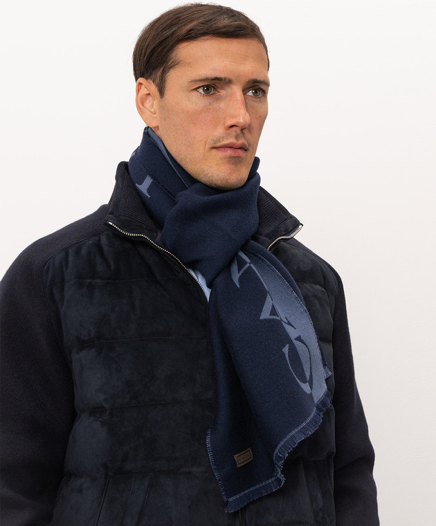 Canali Синий шарф из шерсти TF0033706 изображение 2