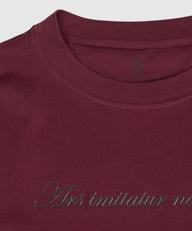 Brunello Cucinelli Бордовий лонгслів з вишивкою напису B0B13T702C зображення 3