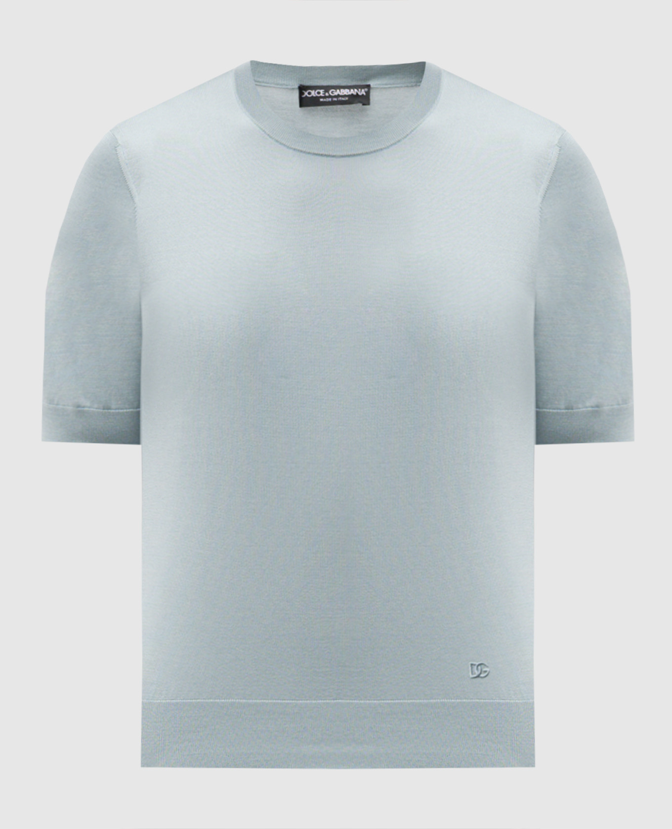 Голубая футболка из шелка