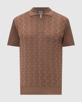 Bertolo Cashmere Коричневе поло із шовку у візерунок 902335002425