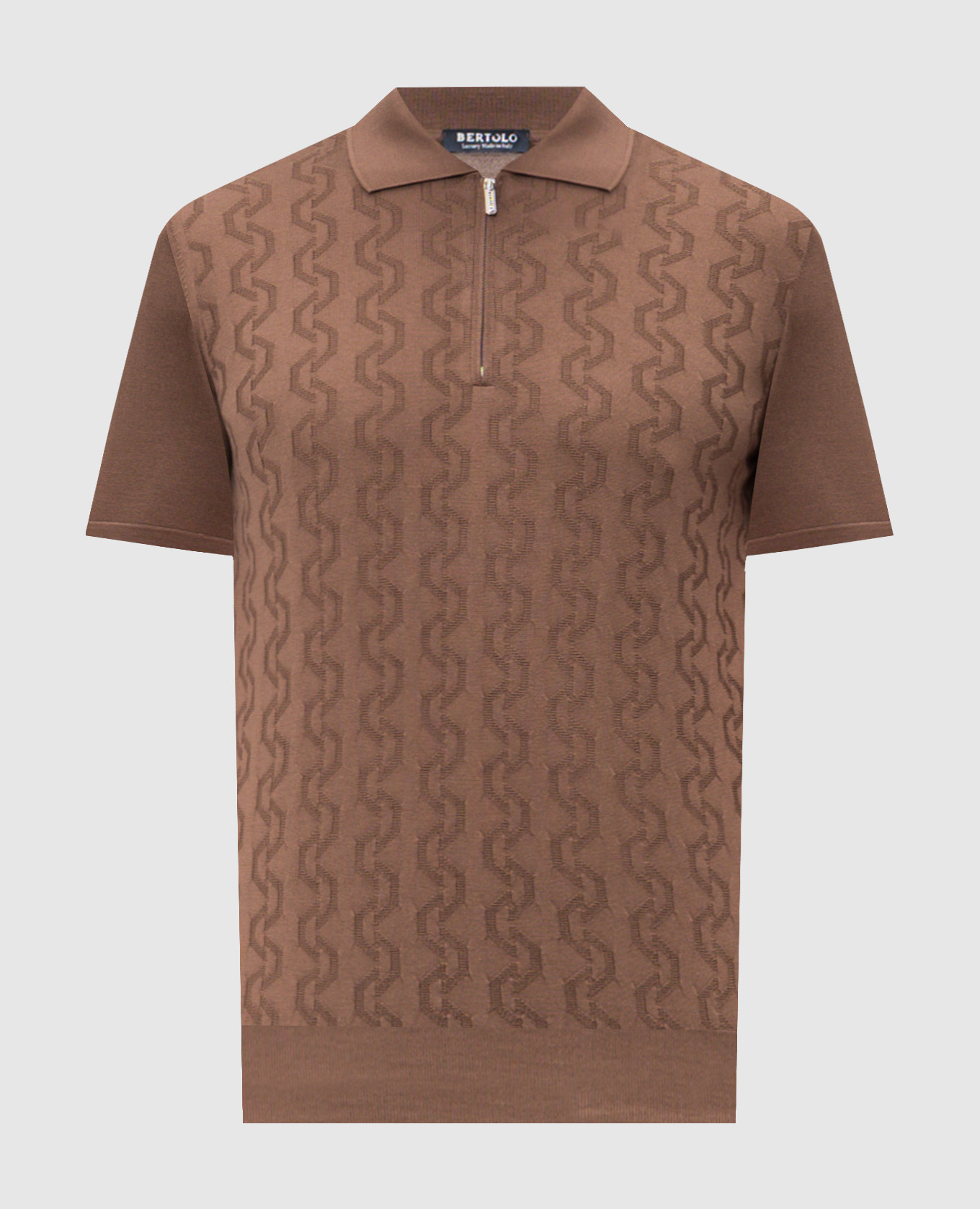 Коричневое поло из шелка в узор