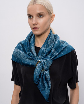 Momoni Синя хустка із шовку в принт MOSC001MO52A