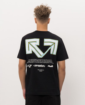 Off-White Черная футболка с принтом Industrial half Arrow 44MAA16MF26J002
