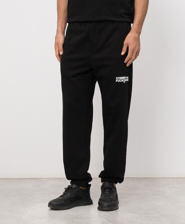 Comme des Fuckdown Черные джоггеры с принтом логотипа FMS6CFABM01914 изображение 3