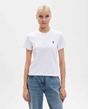 Ami Paris Белая футболка с вышивкой эмблемы FTS347724