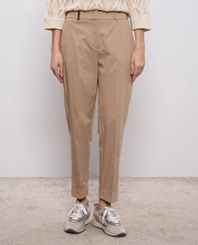 Peserico Бежеві штани з брендовим патчем A04753D01037