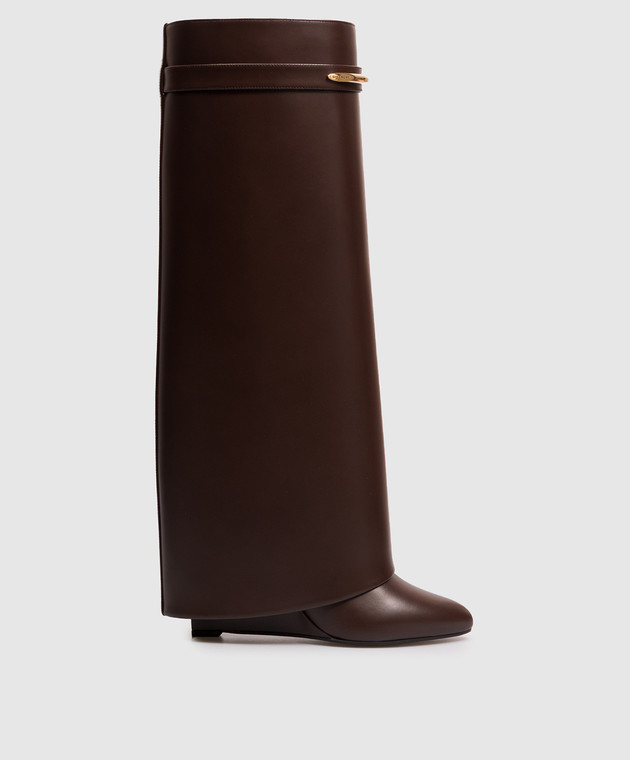 Givenchy Коричневые кожаные сапоги Shark Pinch BE703XE1J7