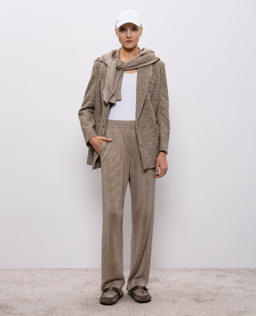 Brunello Cucinelli Белый топ в рубчике с цепочкой мониль MG902FP100