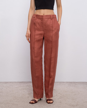 Brunello Cucinelli Теракотові штани з льону MH527P9198