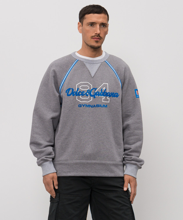 Dolce&Gabbana Серый утепленный свитшот с фактурным логотипом G9BZMTHU7ME изображение 3