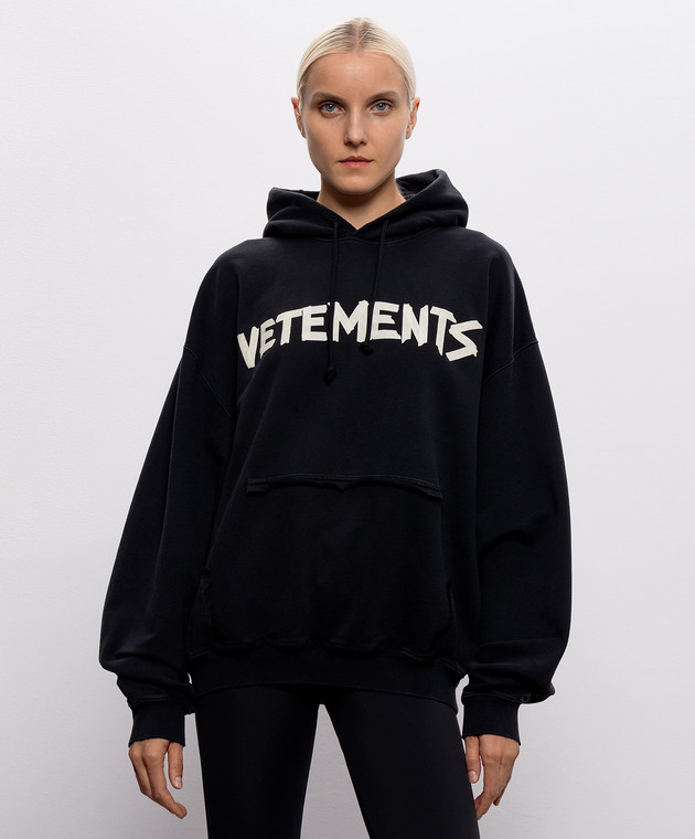 Vetements Черные худи с принтом логотипа MH27HD149Bw изображение 3