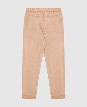 Brunello Cucinelli Дитячі бежеві штани з вовни з відворотами B038PP113C