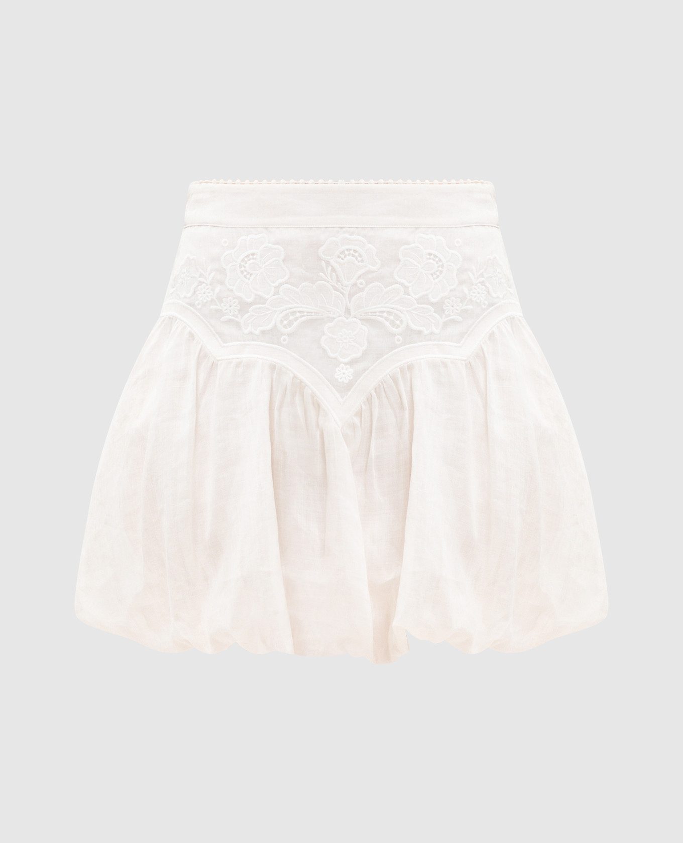 

Белая юбка мини с вышивкой бродери, Белый, Юбки-а-силуэта