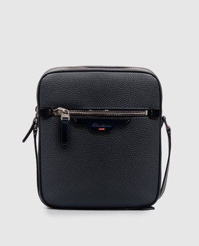Santoni Синяя кожаная сумка с логотипом UIBBA2913ENAITB