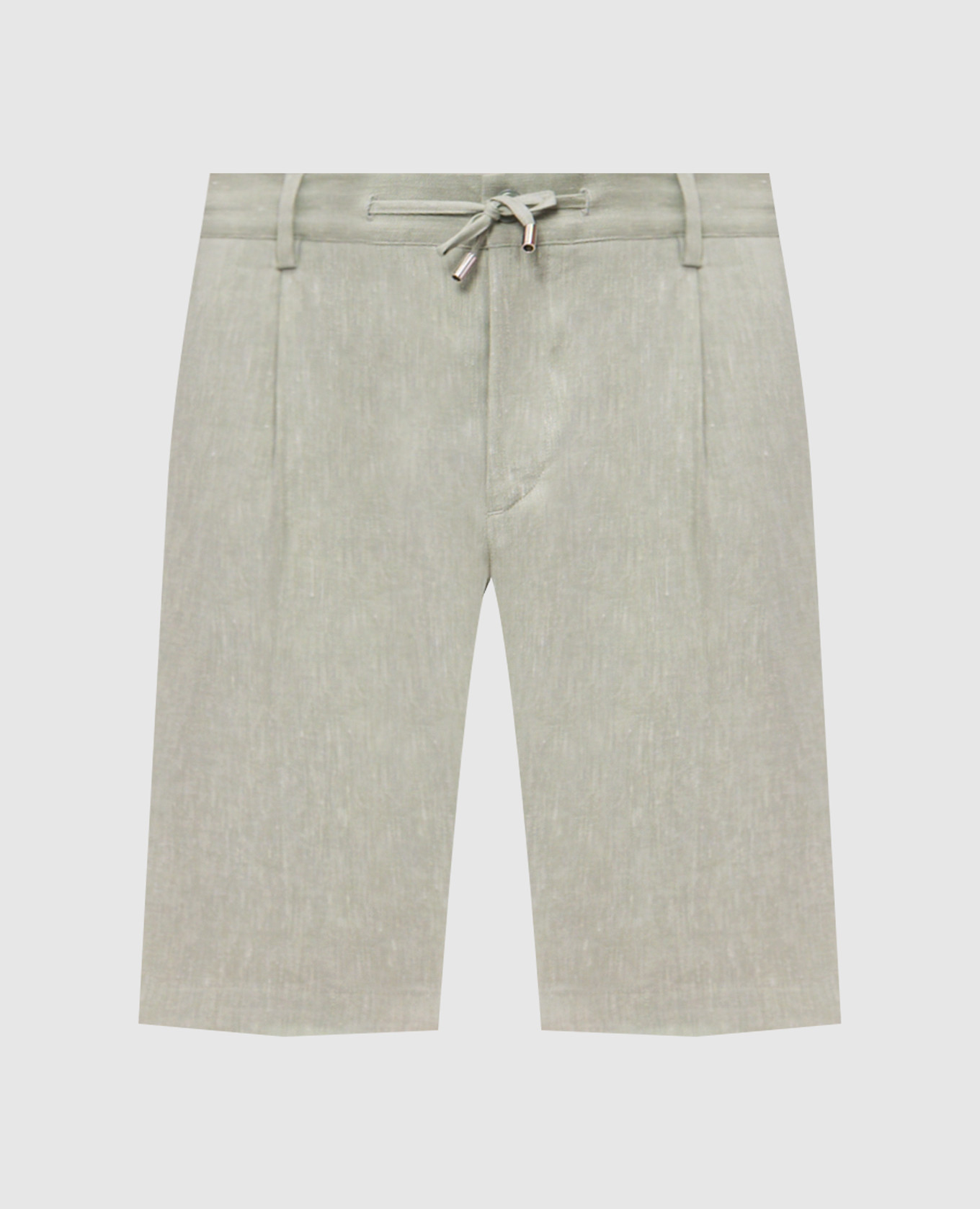 Зеленые шорты из льна и шерсти