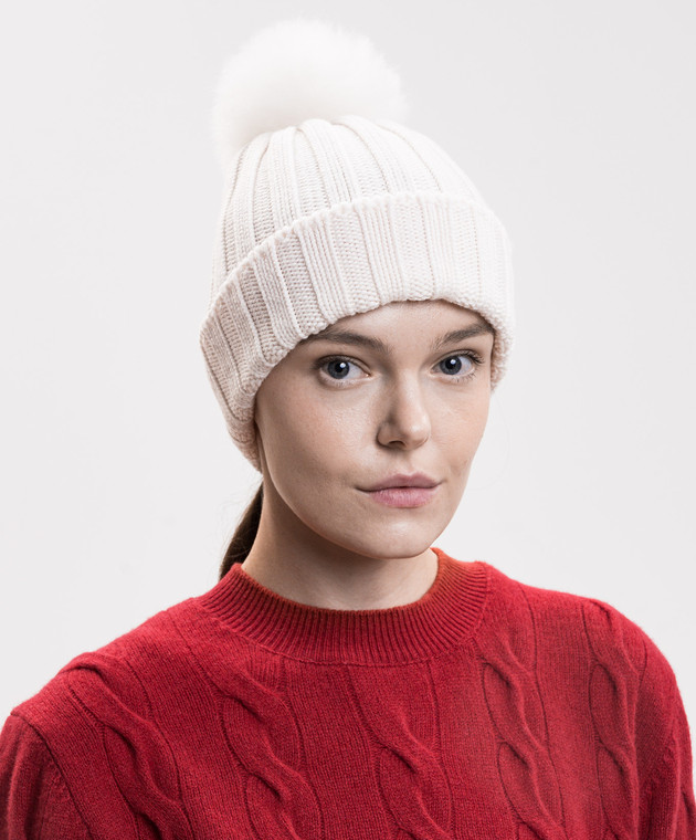 Woolrich Шапка кольору айворі з вовни з помпоном CFWWAC0163FBUF0428 зображення 2