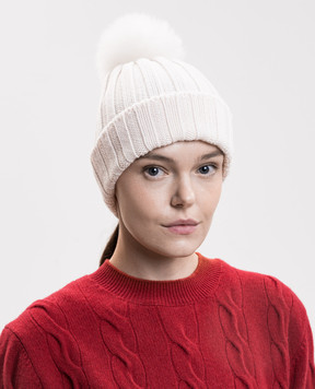 Woolrich Шапка цвета айвори из шерсти с помпоном CFWWAC0163FBUF0428