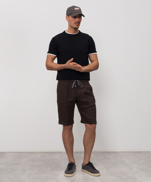 Cashmere&Whiskey Коричневые шорты из льна 0255500638 изображение 2