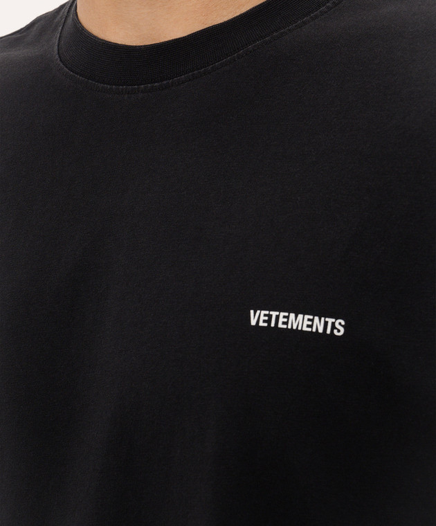 Vetements Чорна футболка з принтом логотипа MH27TR161Bm зображення 5