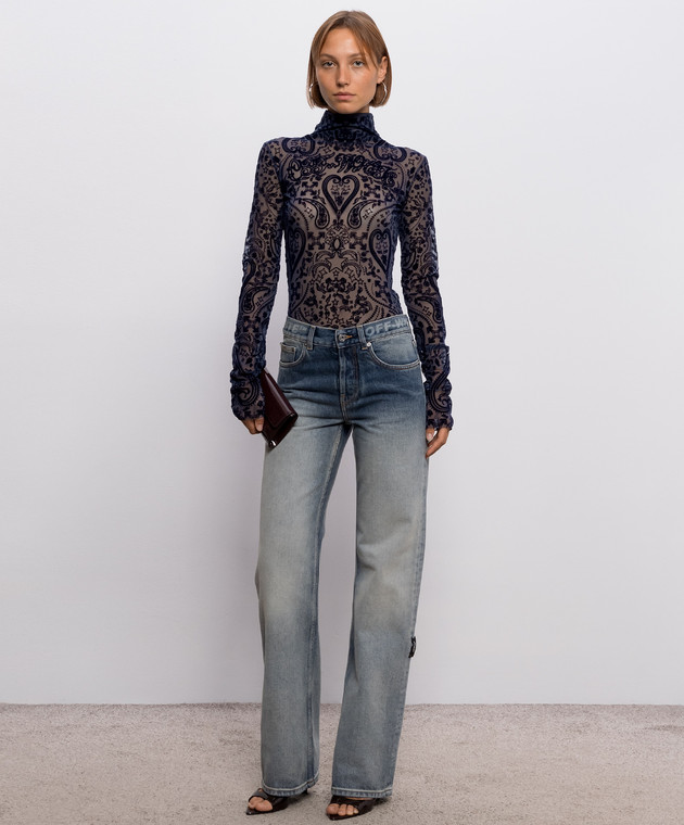 Off-White Синий топ Flock Pailey 2FB00544T изображение 2