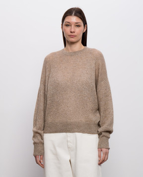 Brunello Cucinelli Бежевый джемпер с шерстью с люрексом MBG775520P
