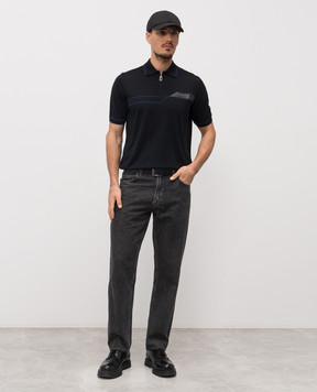 Stefano Ricci Черное поло из шелка K616434Z33F26104